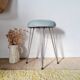 Vintage 1950s stool, metal tapered legs and velvet.
