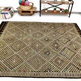 6x9 Yellow Brown Vintage Kilim Rug 199x264Cm