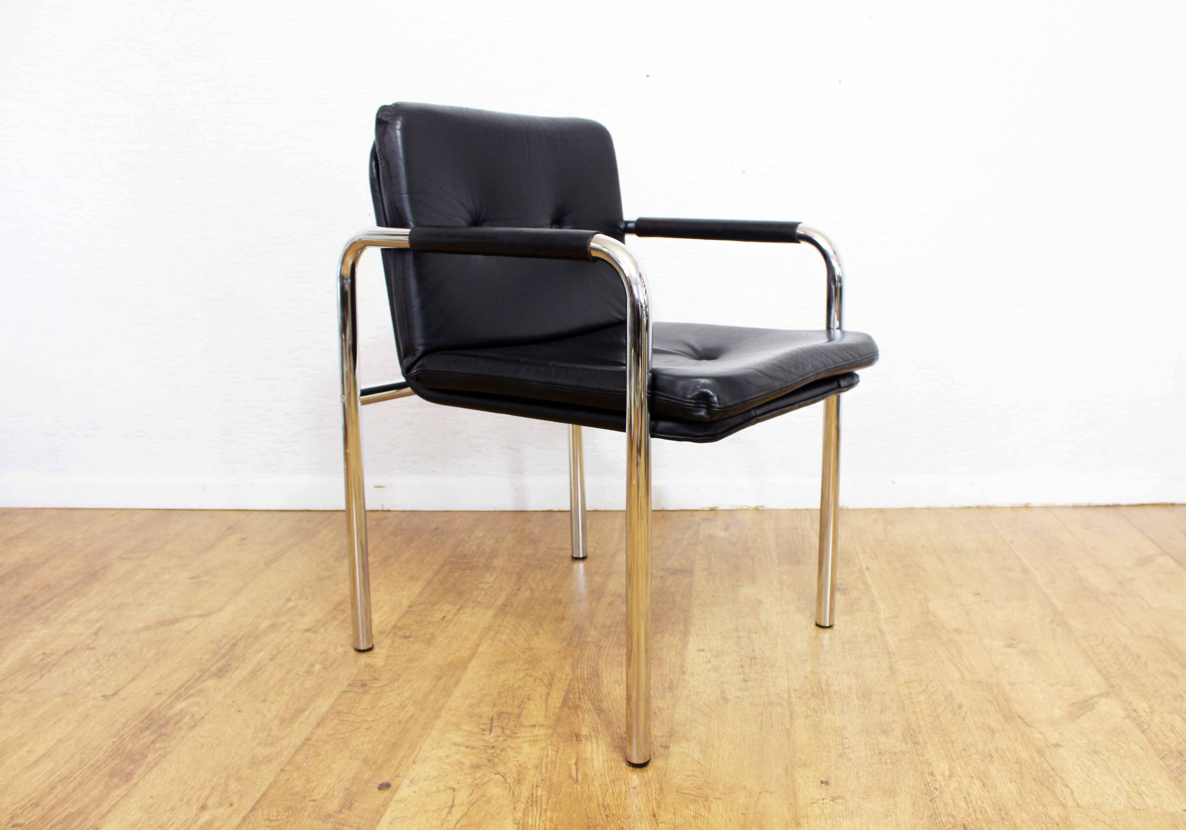 Set of 4 Bauhaus leather armchairs