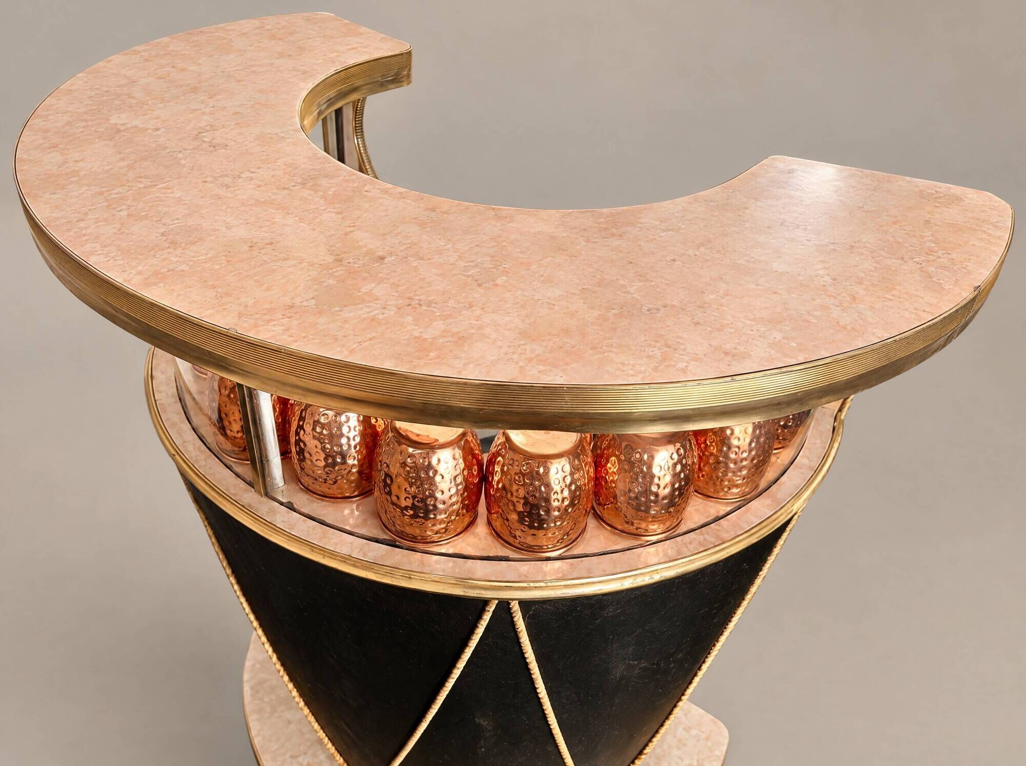 Vintage wooden and brass salon bar