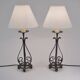 Arts & Crafts pair antique wrought iron table lamps 1920's English, rewired