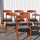 Lot of 6 scandinavian chairs in teak and skai 60