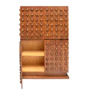 Brutalist Style Italian Dry Bar made of Wood and Glass, Drinks Cabinet