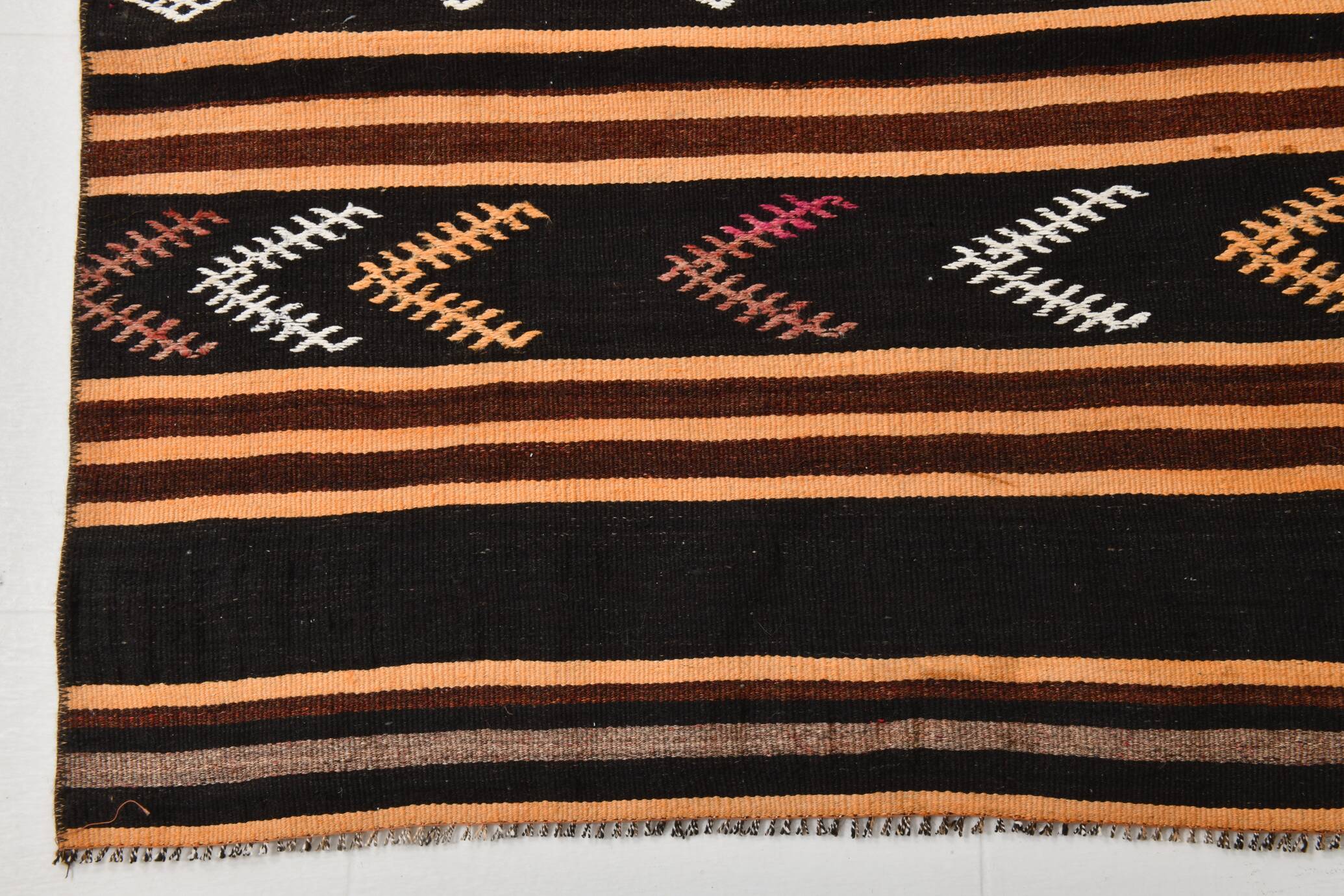3x12 Pinstriped Kilim Runner Rug, 91x349Cm