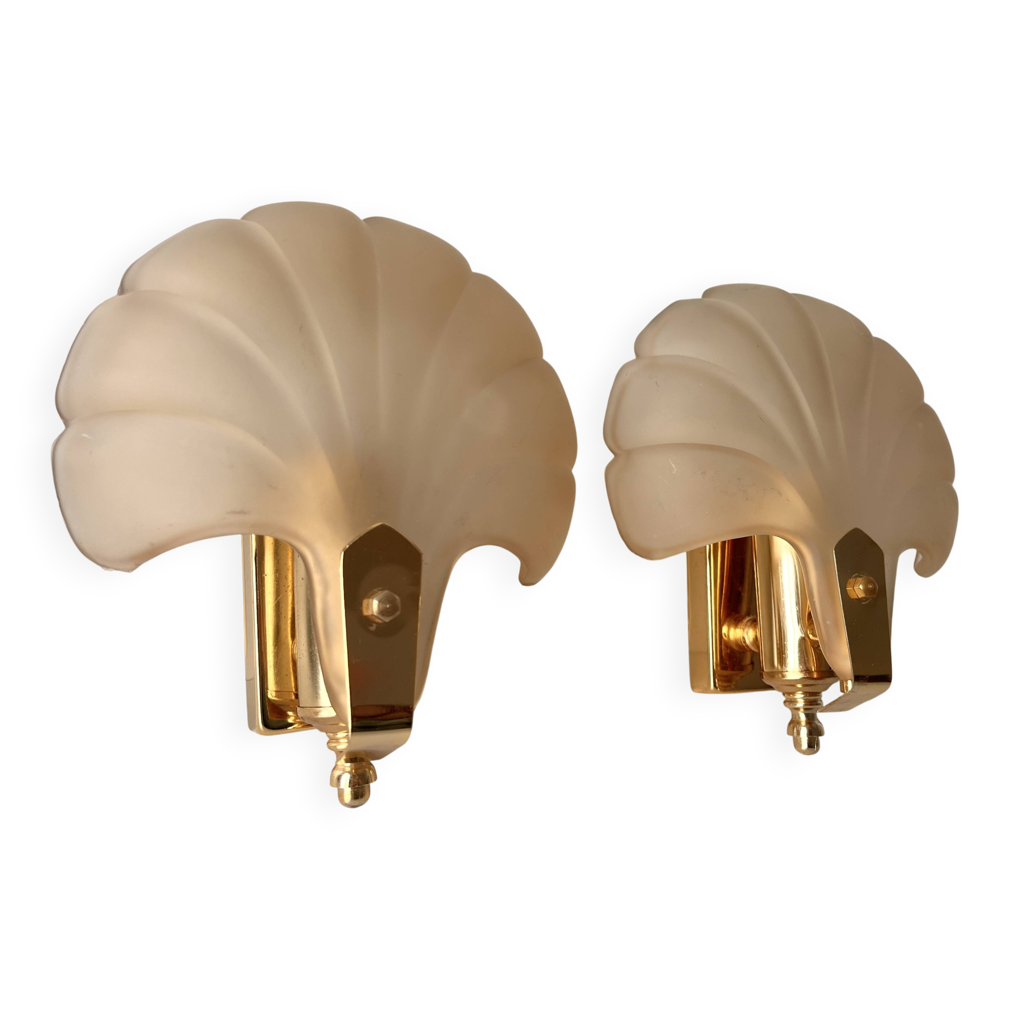 Appliques murales coquillages en verre vintage, lampes style art nouveau