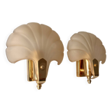 Appliques murales coquillages en verre vintage, lampes style art nouveau