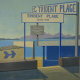 Modernist painting seen from Antibes Trident beach 70s Paliero Klingue