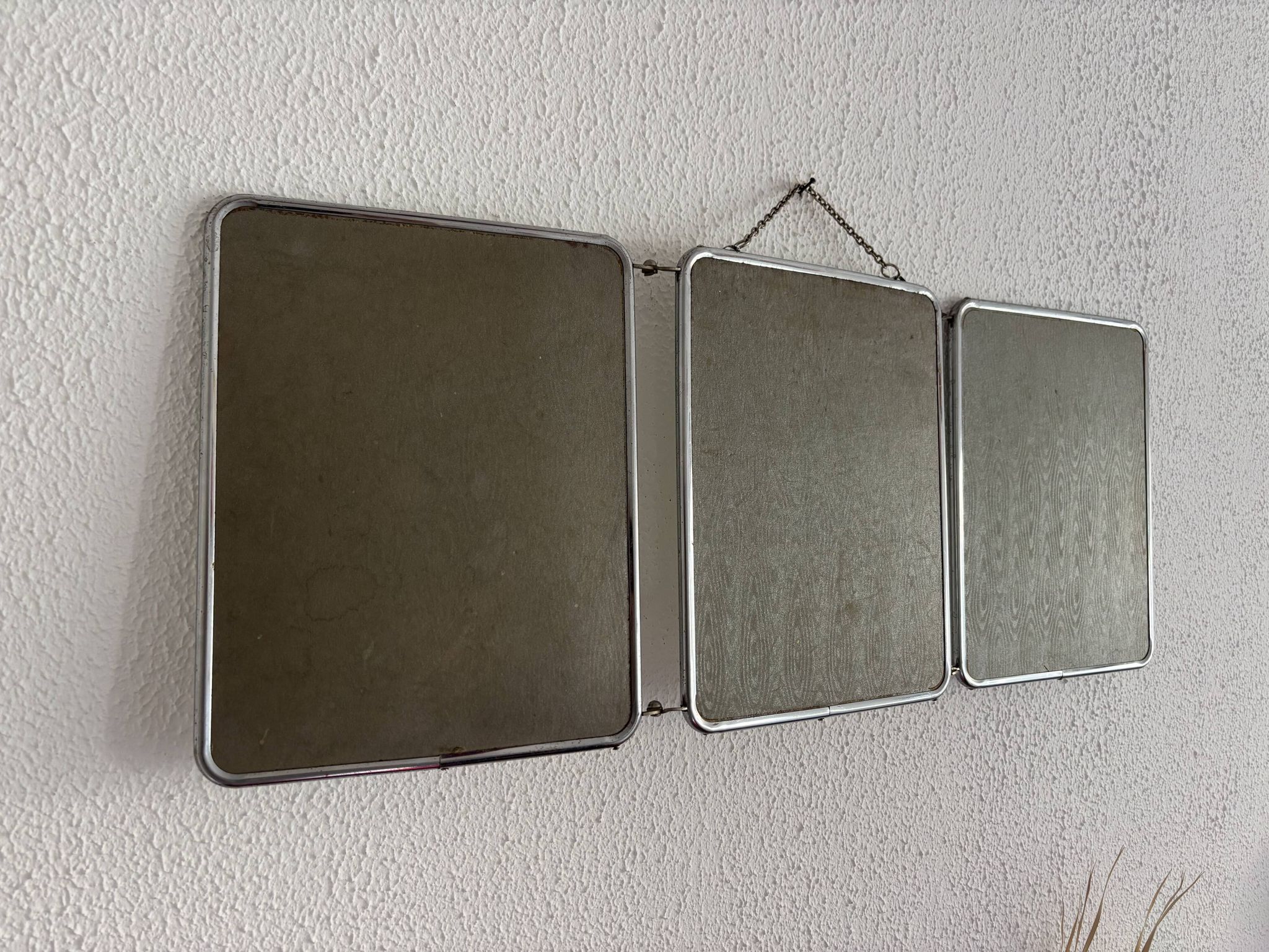 Vintage 1960 triptych barber mirror silvered Arpin - 28 x 70 cm