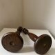 Pair of vintage turned wood candlesticks