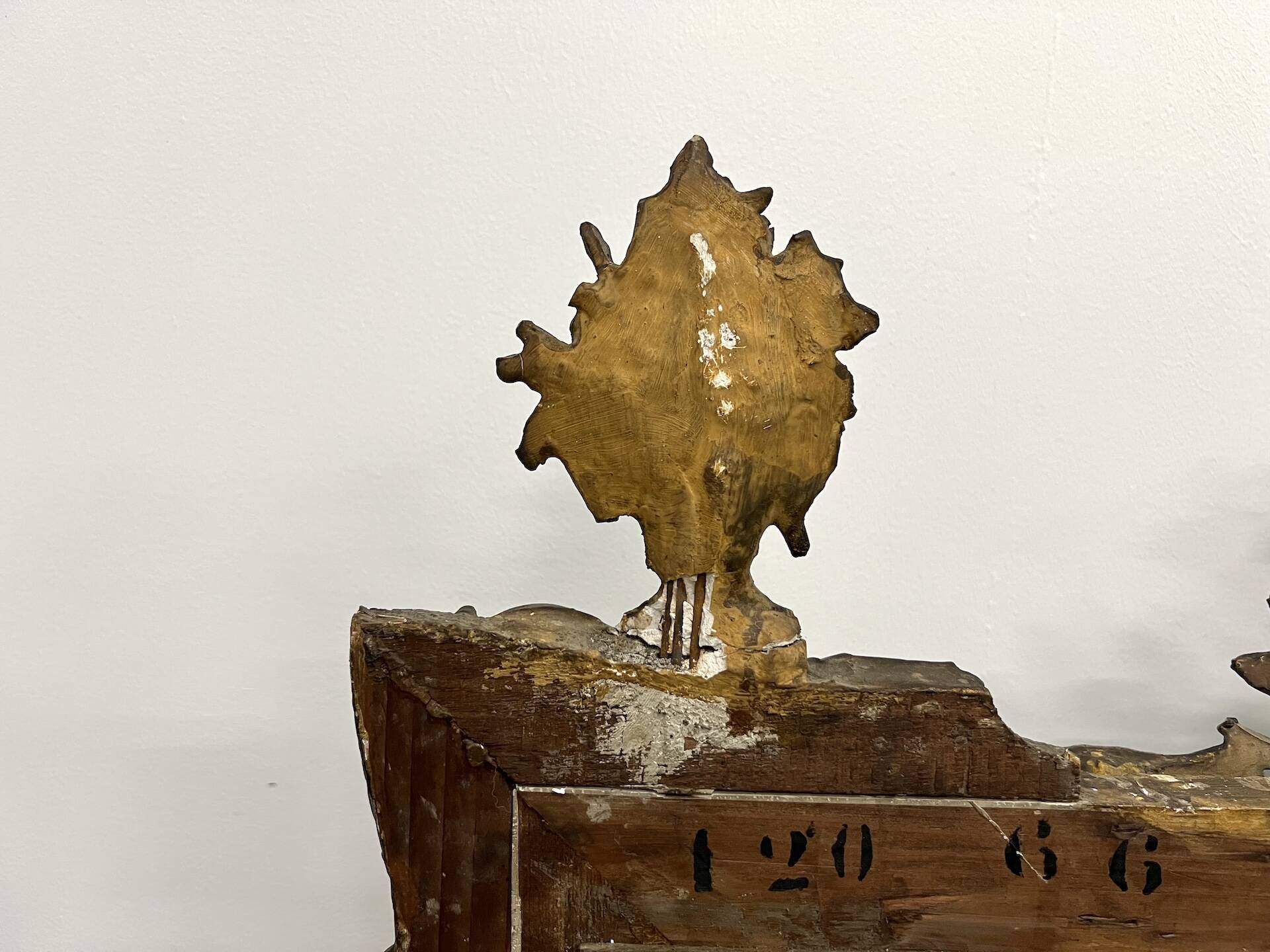 Large antique pediment mirror with parecloses