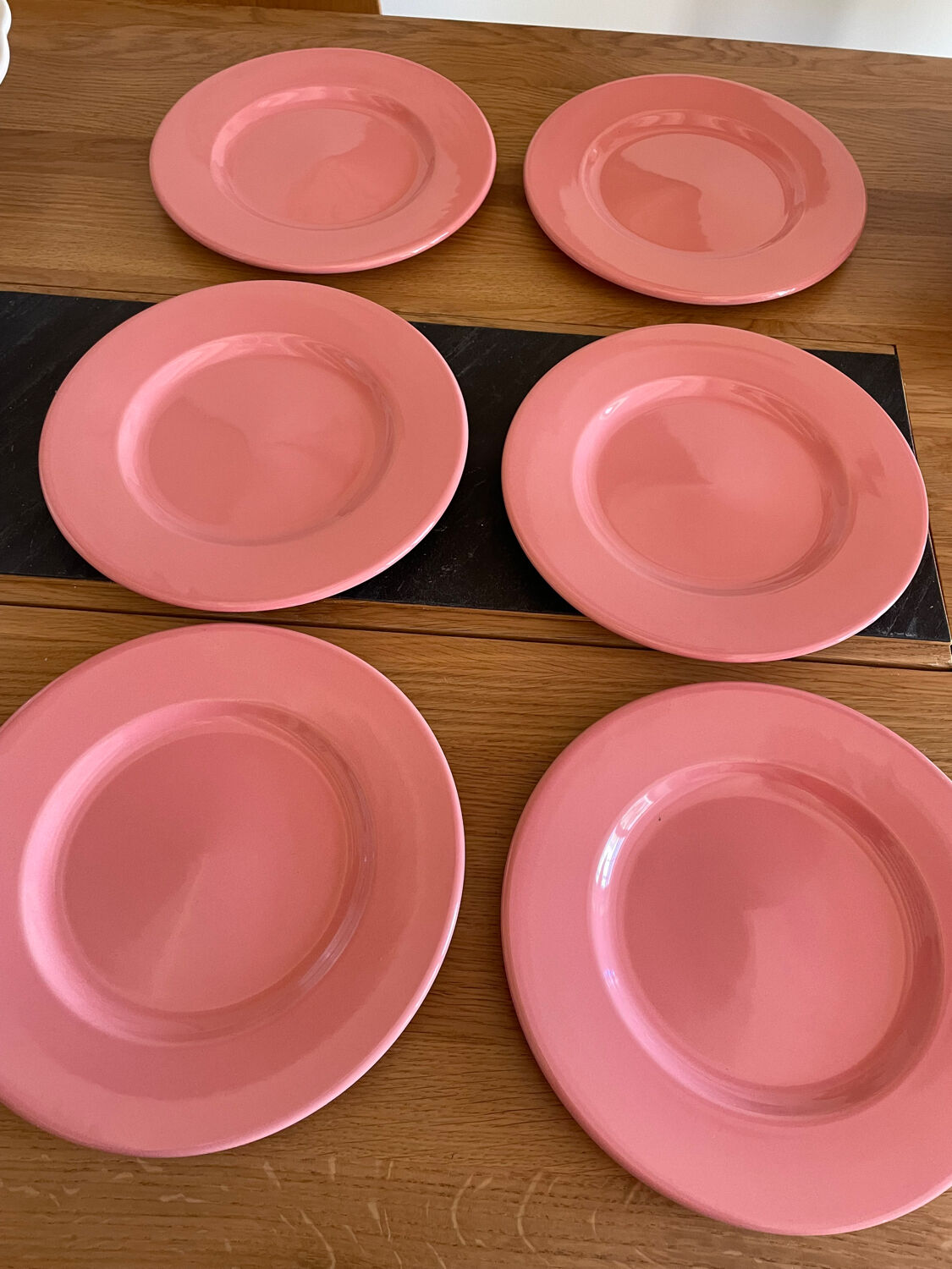 Set of 6 pink plates Moulin des loups