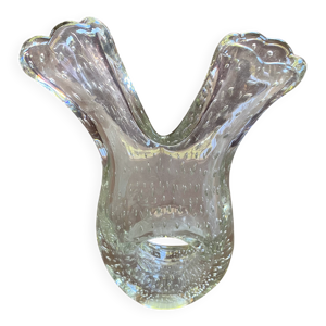 Vase en verre bullé