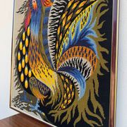 Flamboyant rooster tapestry from the 70s