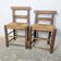 Pair of turned wooden farm chairs with straw - 19th century
