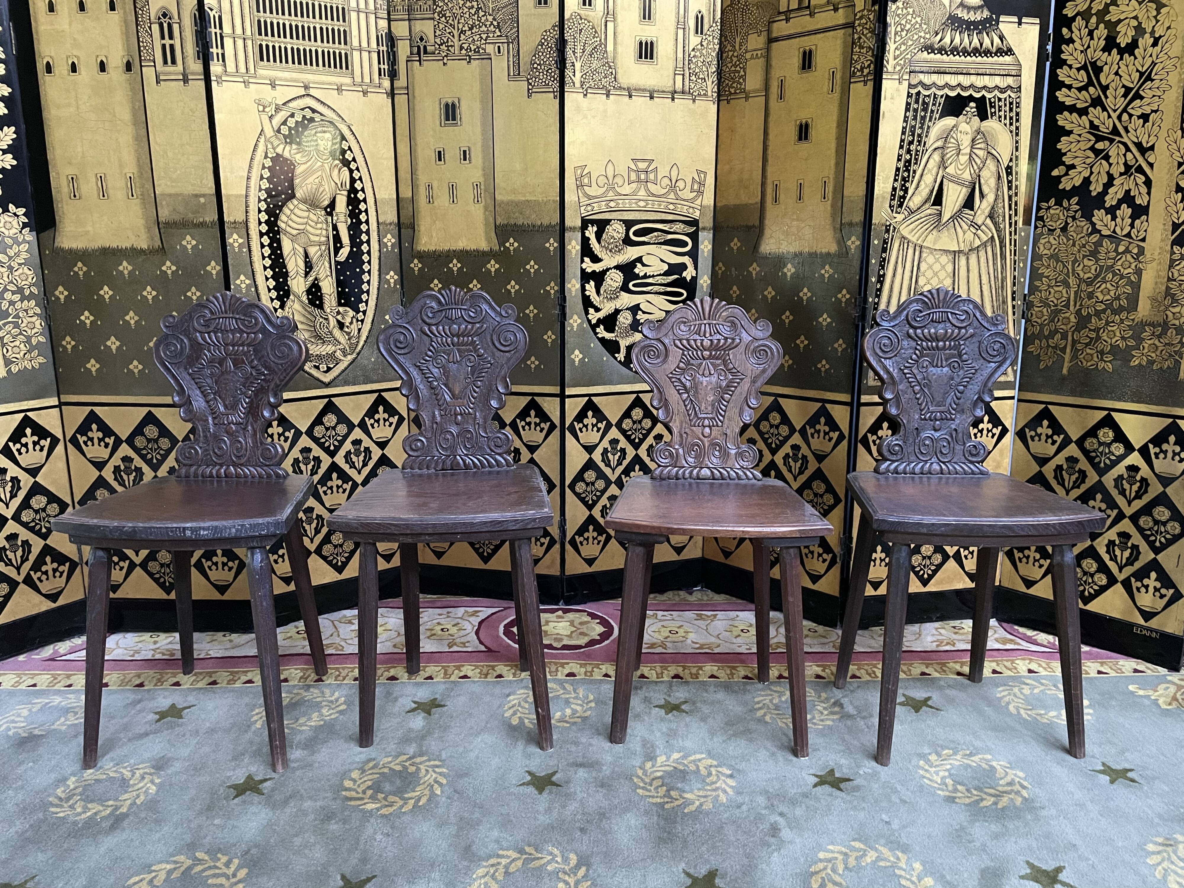 4 Alsatian chairs in solid oak