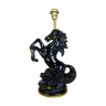 Pied de lampe cheval céramique noire et doré