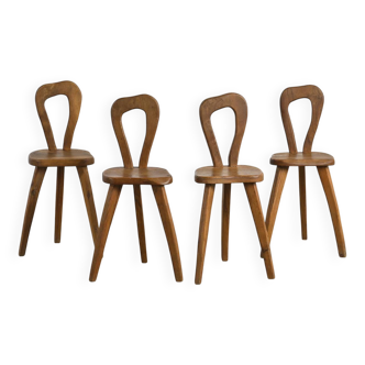 Suite de 4 chaises brutalistes, Alpes vers 1960