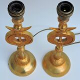 Pair of Gilded Bronze Lamp by Pierre Casenove for Fondica, France