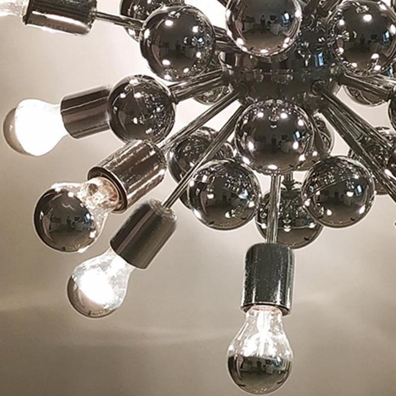 Chandelier sputnik by goffredo reggiani in chrome, made in italy 1970