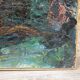 Oil on canvas signed Monique Humbert, large abstract composition, wall painting, interior decoration.