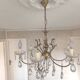 Vintage brass and crystal pendant chandelier with 6 lights