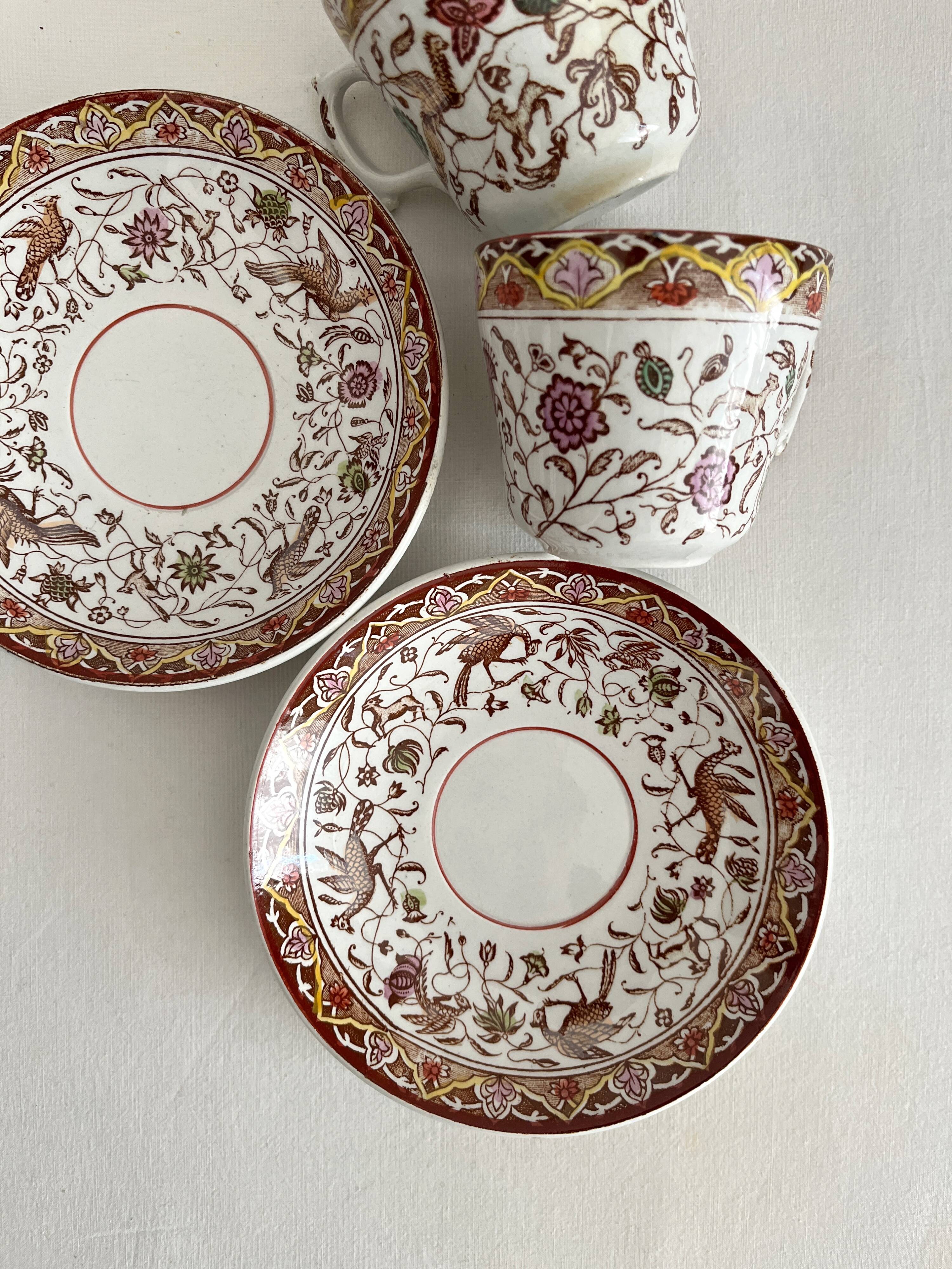 2 polychrome ironstone coffee cups Choisy le Roi