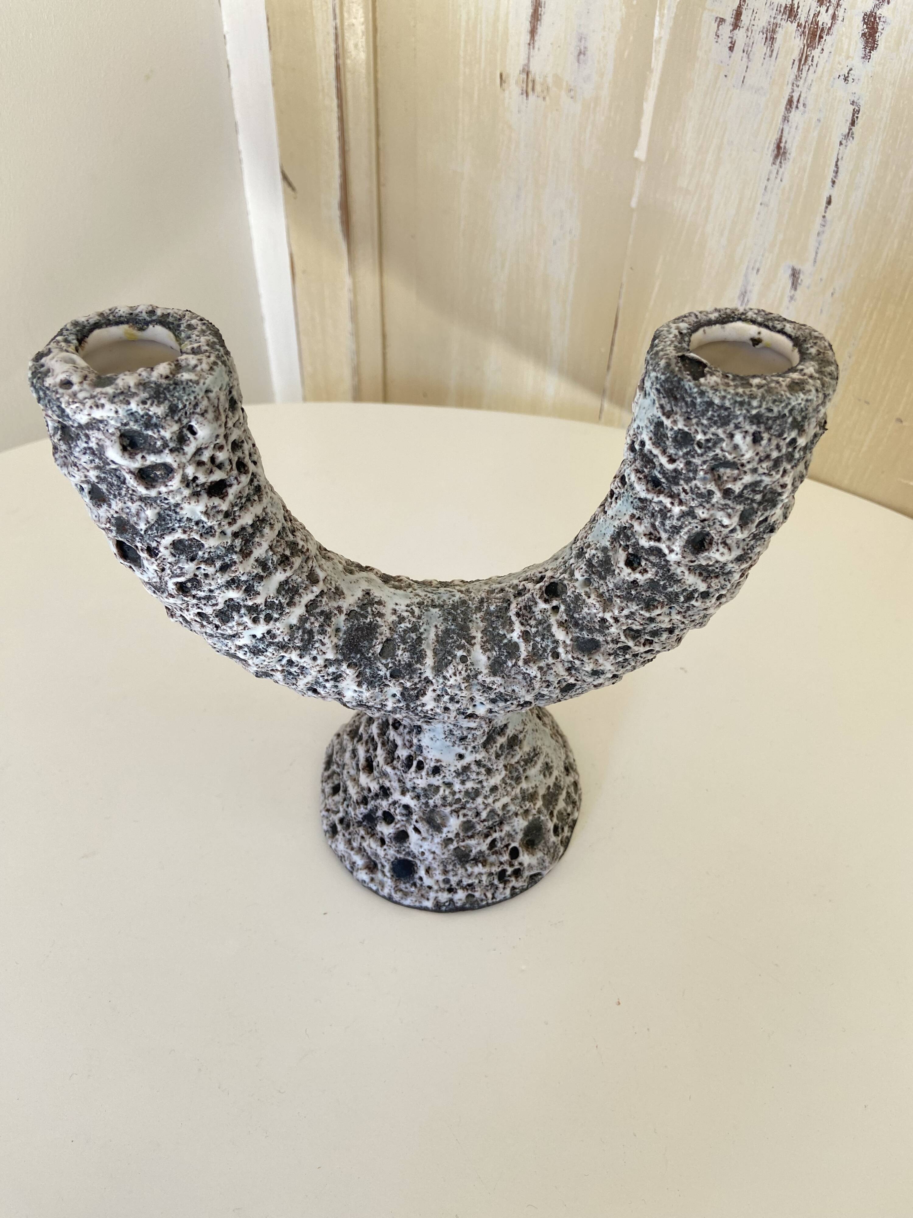 Candelabra candlestick candlestick 2 candles in fat lava style ceramic