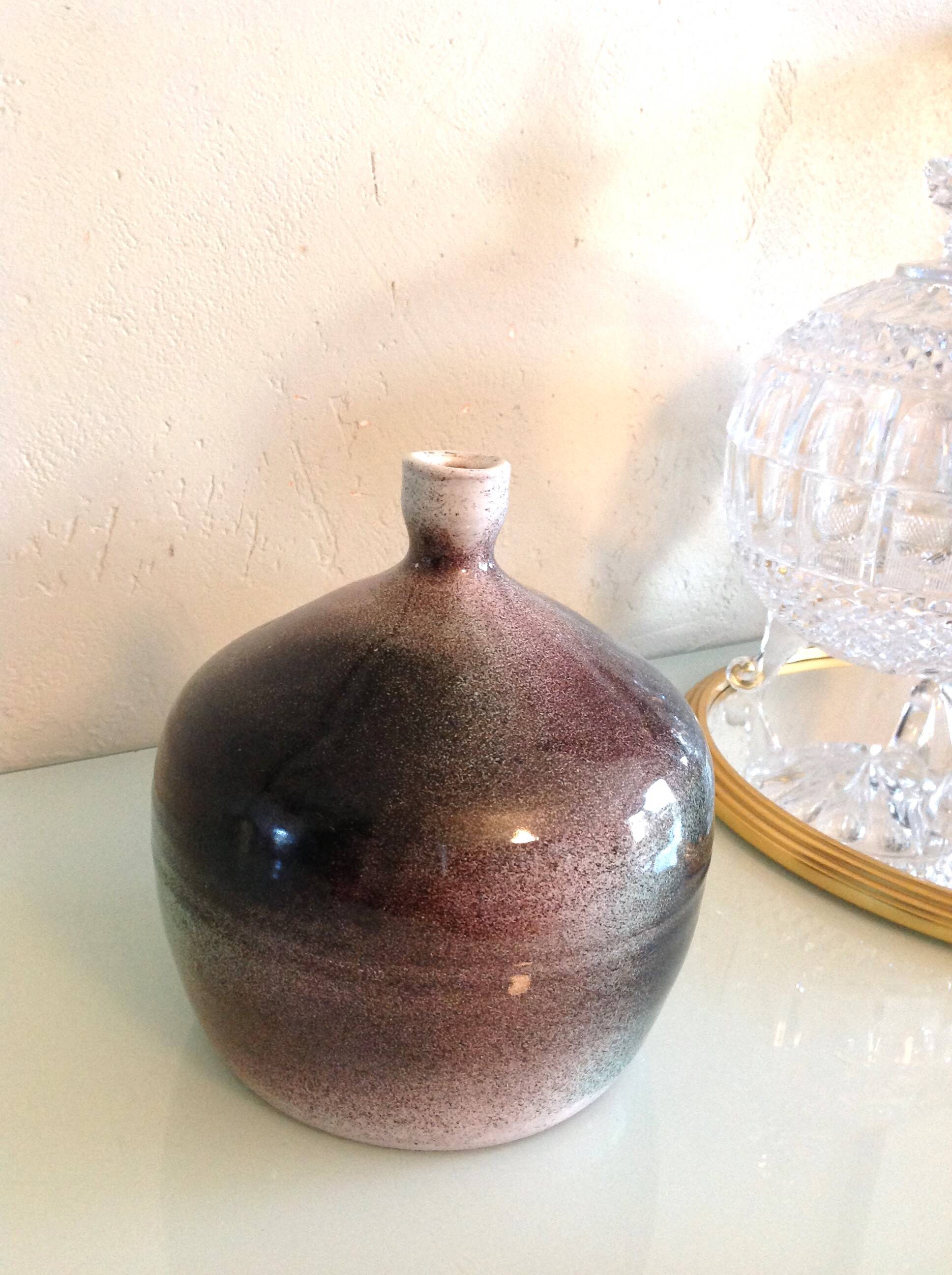 Soliflore ball vase in polychrome ceramic / 70s-80s