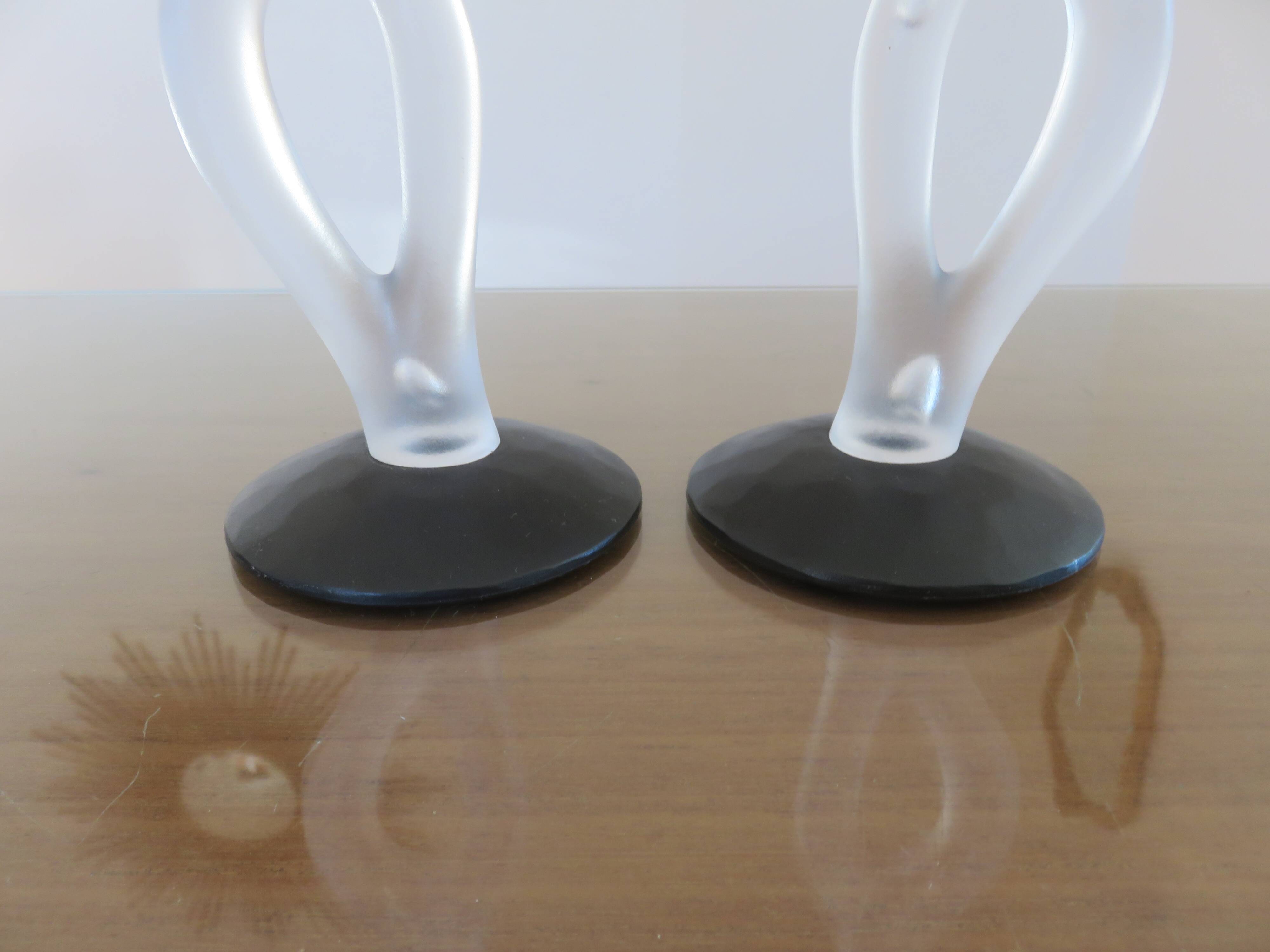 Pair of modernist candlesticks, 1990