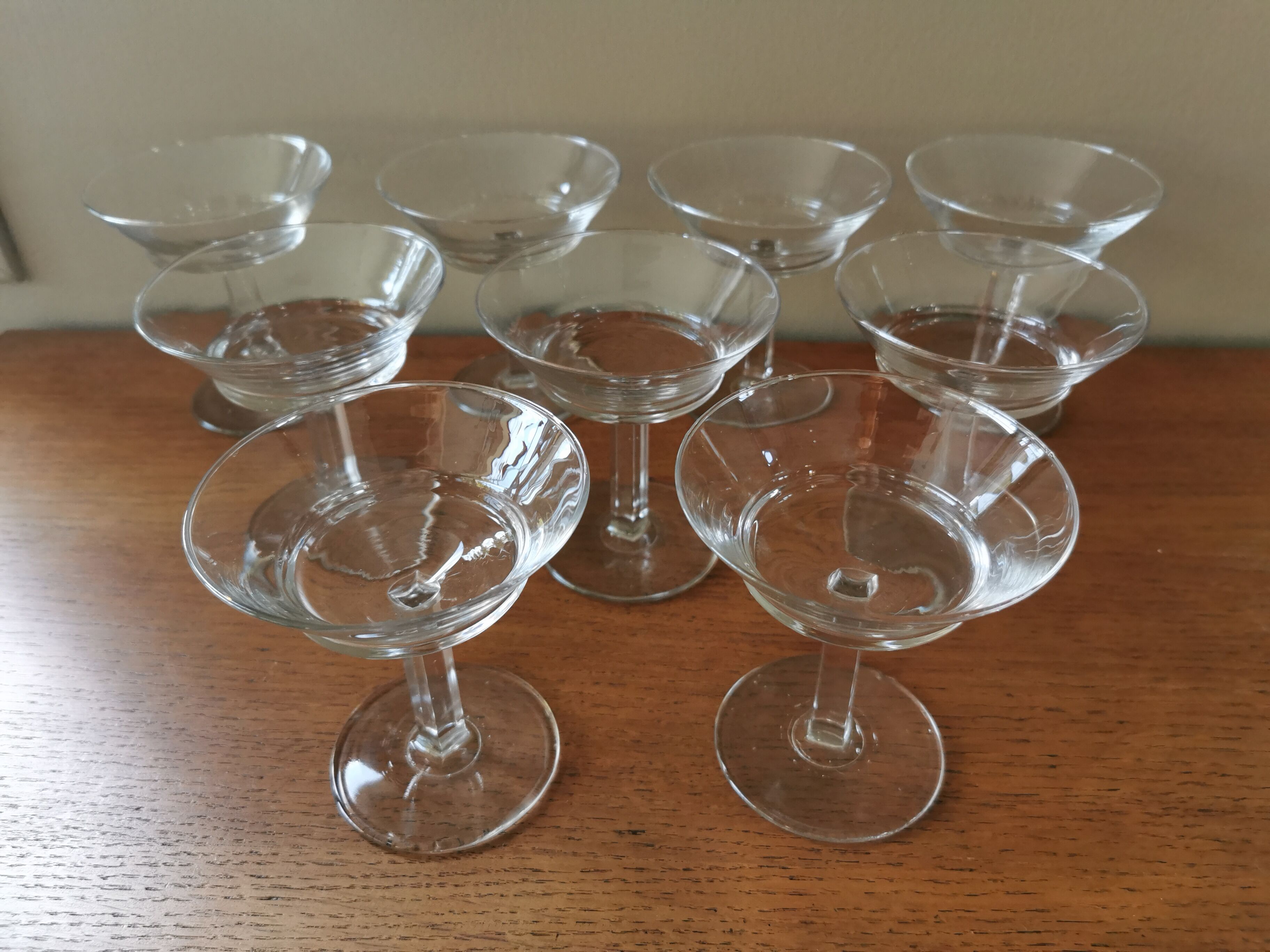 Suite of 9 old champagne glasses