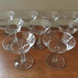 Suite of 9 old champagne glasses
