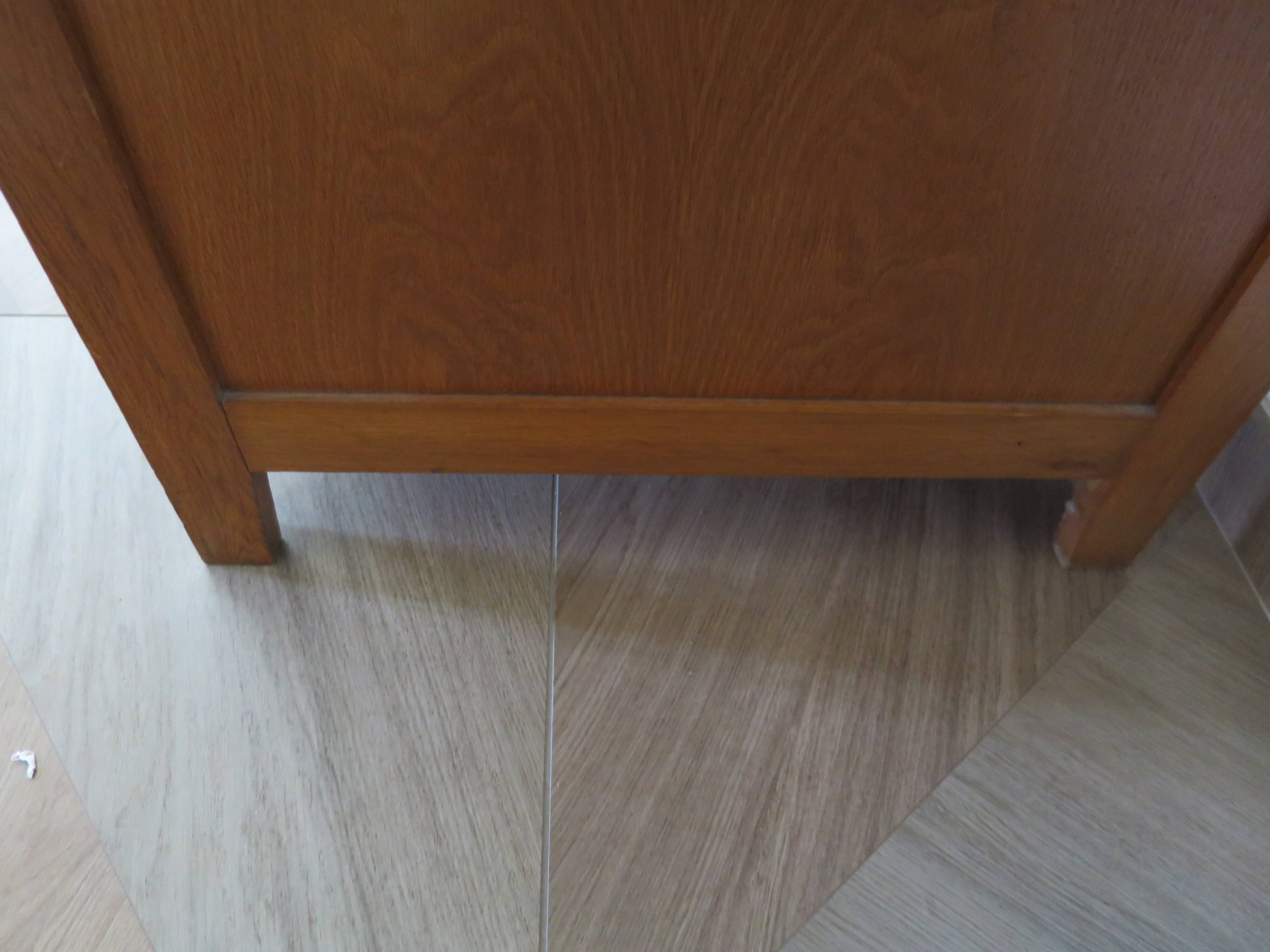 Vintage modernist desk - 5 drawers - shelf - 1950s - closure mechanism