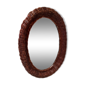 Miroir ovale en osier tressé vintage