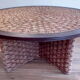 Coffee table in woven rope and rattan