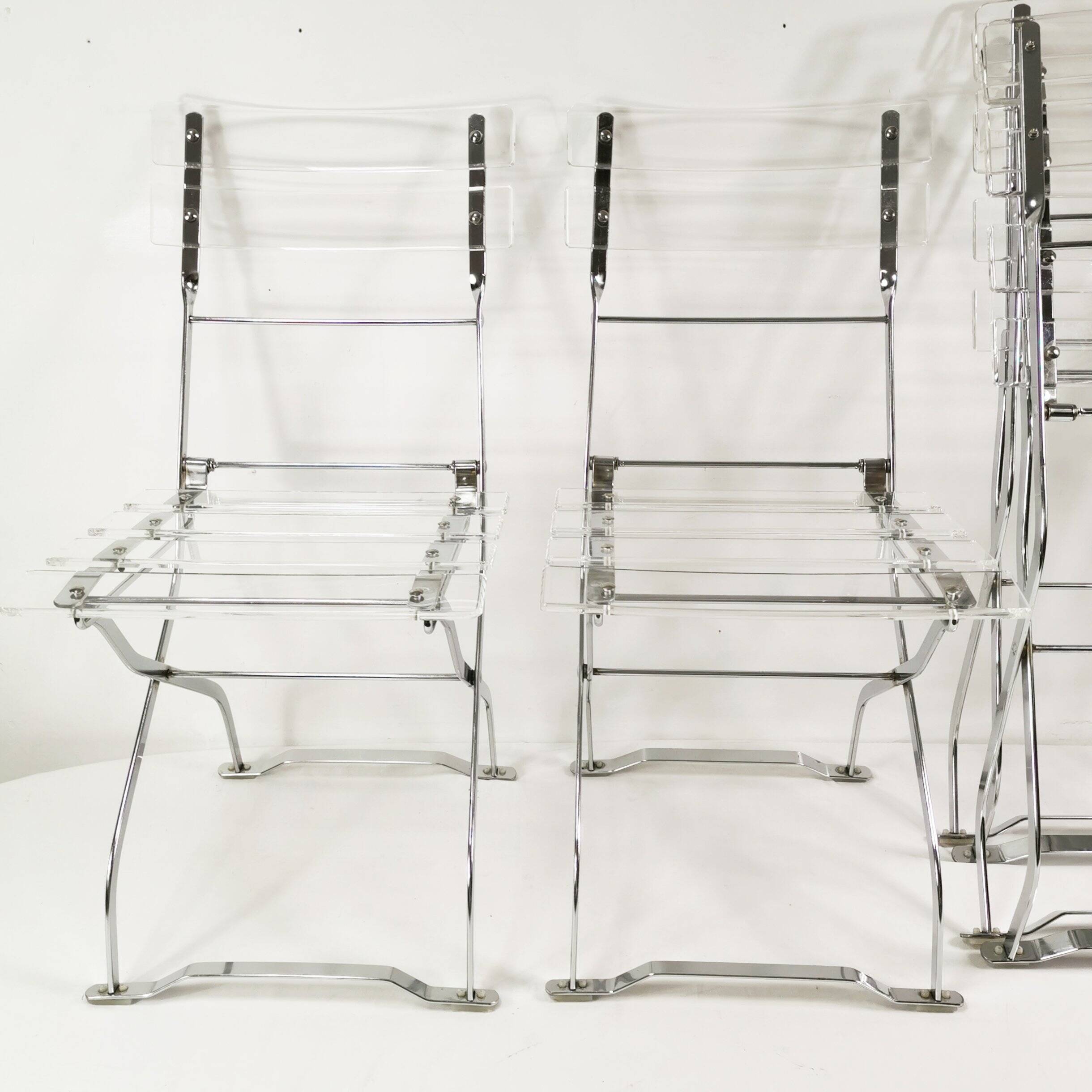 Set of designer folding chairs, Maison & Jardin Paris, 1970s