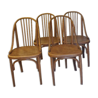 Four Fischel bentwood chairs