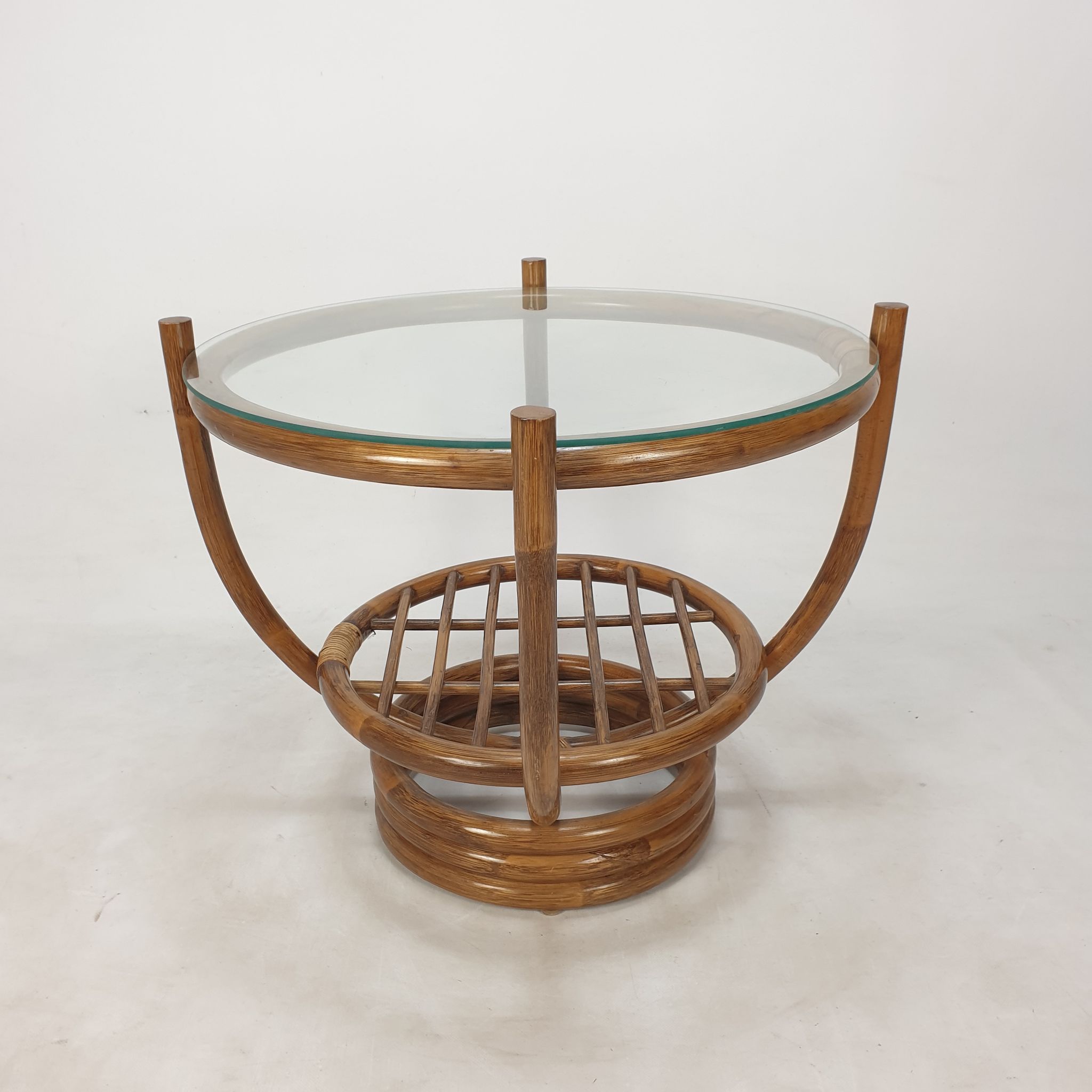 Table basse italienne en bambou, années 1980