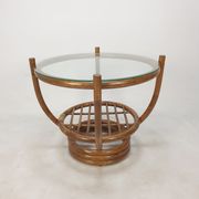Table basse italienne en bambou, années 1980