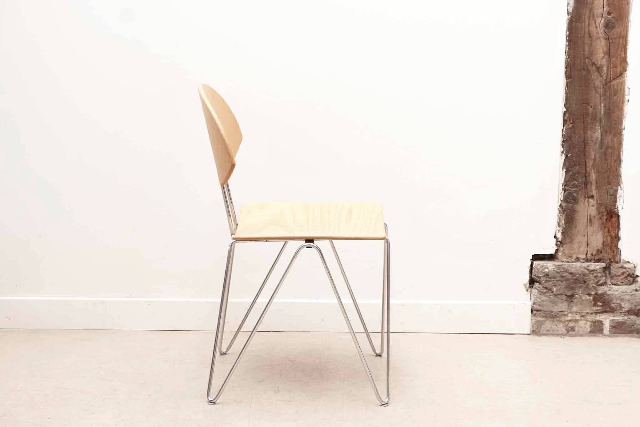 Mikado 1800 chair in beech and chrome by Kusch & Co