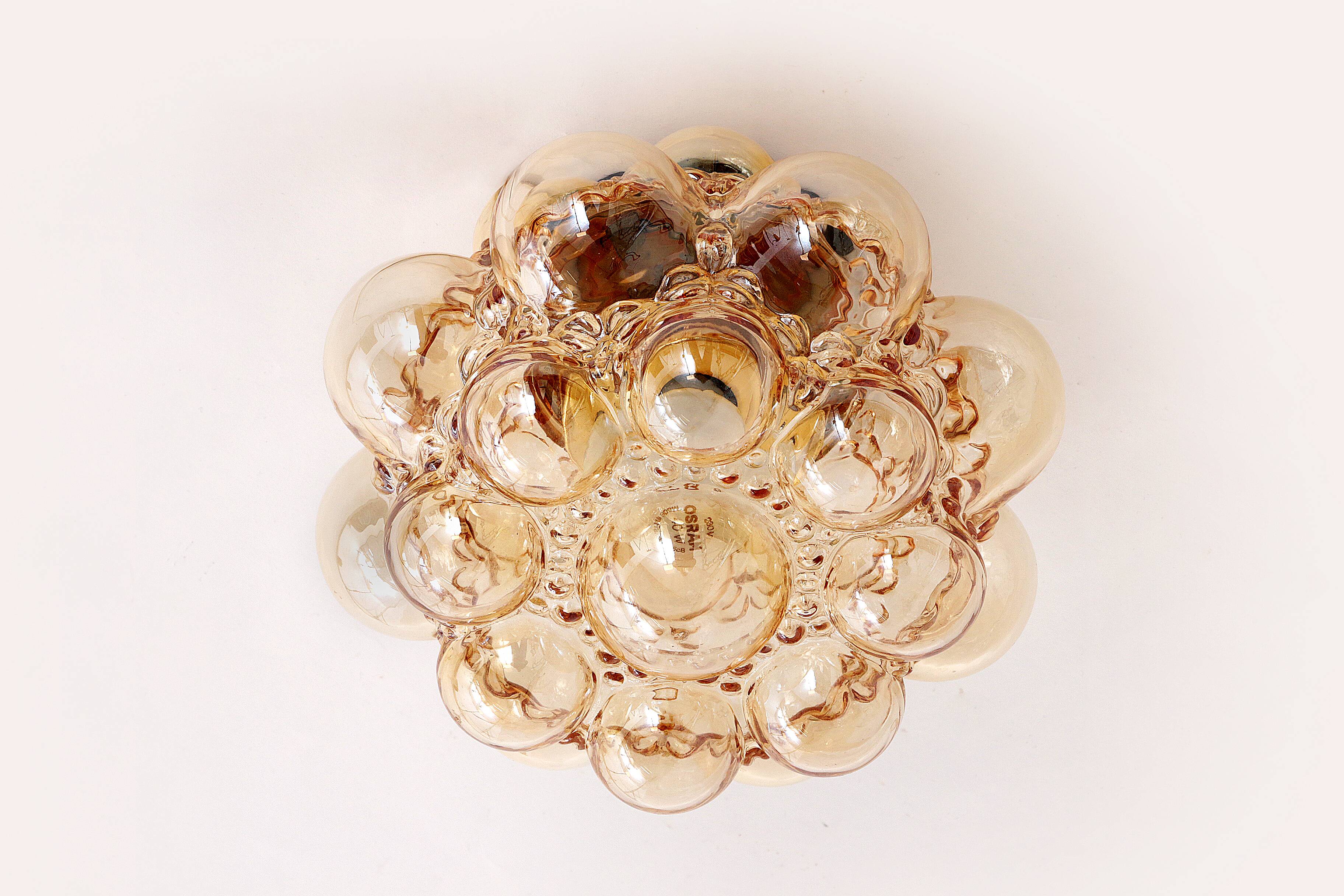 Vintage Amber Bubble Glass Lamp Helena Tynell, 1960
