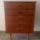 Danish teak chiffonier chest of drawers with 5 drawers