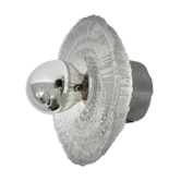 Thick structured ice glass wall light flush mount by Peill & Putzler, 1970s