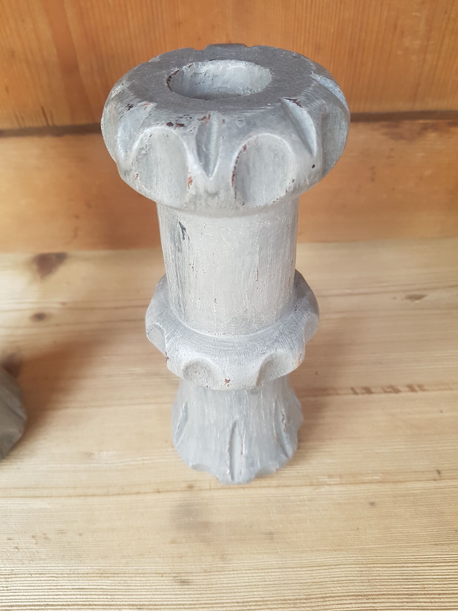 Wooden candle holder brutalist style