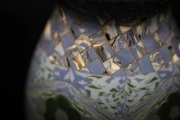 Vase Gerbino en terre mêlée à nuances bleues - Vallauris Mid-Century