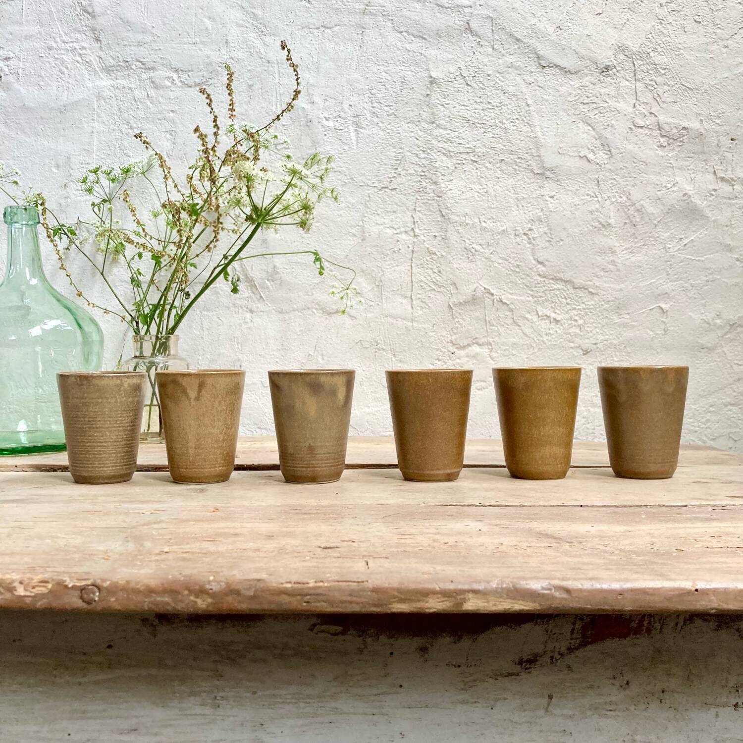 Set of 6 Digoin stoneware glasses