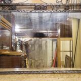 Large Art Deco mirror in hammered iron – Geometric decoration with rosettes