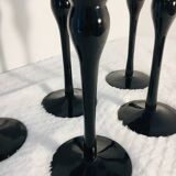 Stemmed glasses, vintage black flutes