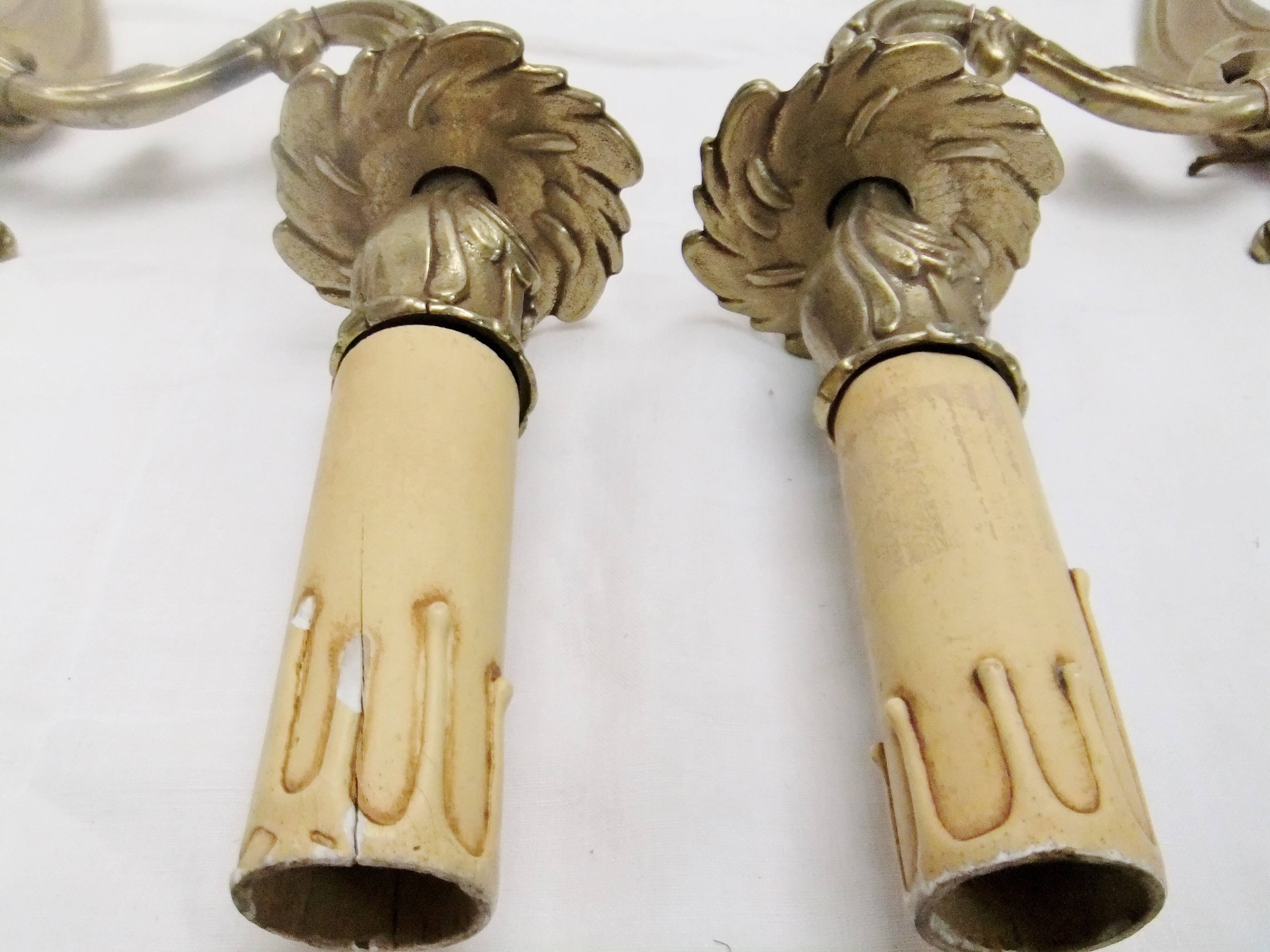 Wall light pair solid bronze Registered Model candle holder