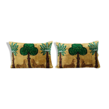 Paire de coussins Ikat tigres