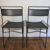 Pair of perforated metal steel chairs from the 80s